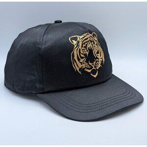 Black & Gold Metallic Foil Tiger Head Snapback Hat Cap Satin Street Wear Bengals